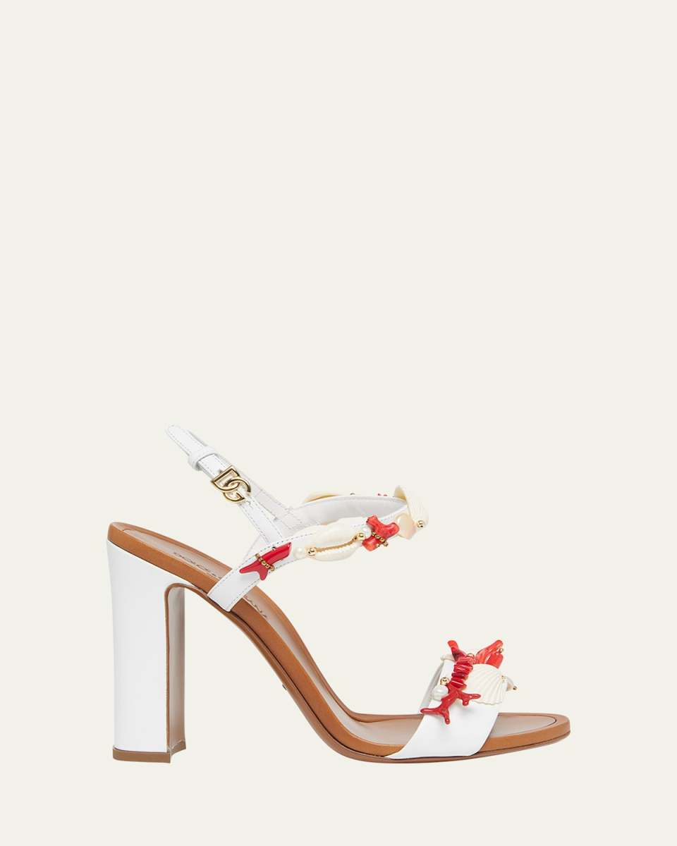 Keira Coral Beaded Ankle-Strap Sandals